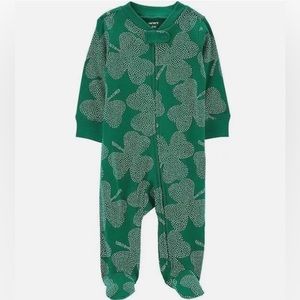 Carter's - Shamrock Print Footed Pajamas Onesie - 2 Way Zipper - 3 Months - NWT